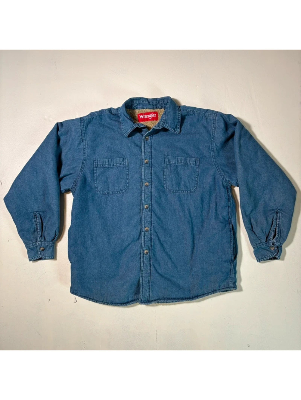 Wrangler Sherpa Lined Denim Shirt Jacket Mens Large Workwear